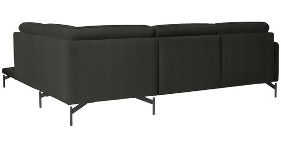 ECKSOFA in Flachgewebe, Struktur Anthrazit  - Anthrazit, Design, Textil/Metall (254/230cm) - Ambiente