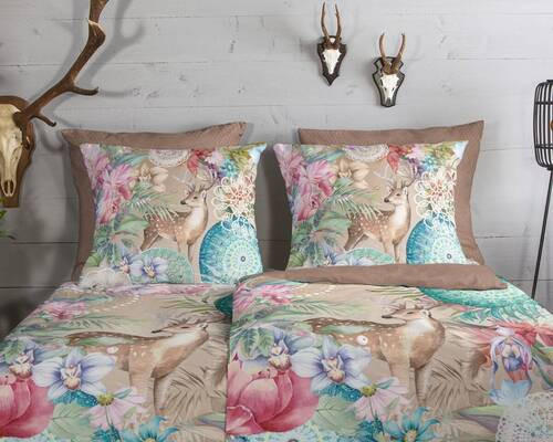 Thumbnail - Wendebettwäsche Hebe, Mehrfarbig, Textil, Hirsch, 135x200 cm, atmungsaktiv, angenehm wärmend, Schlaftextilien, Bettwäsch...