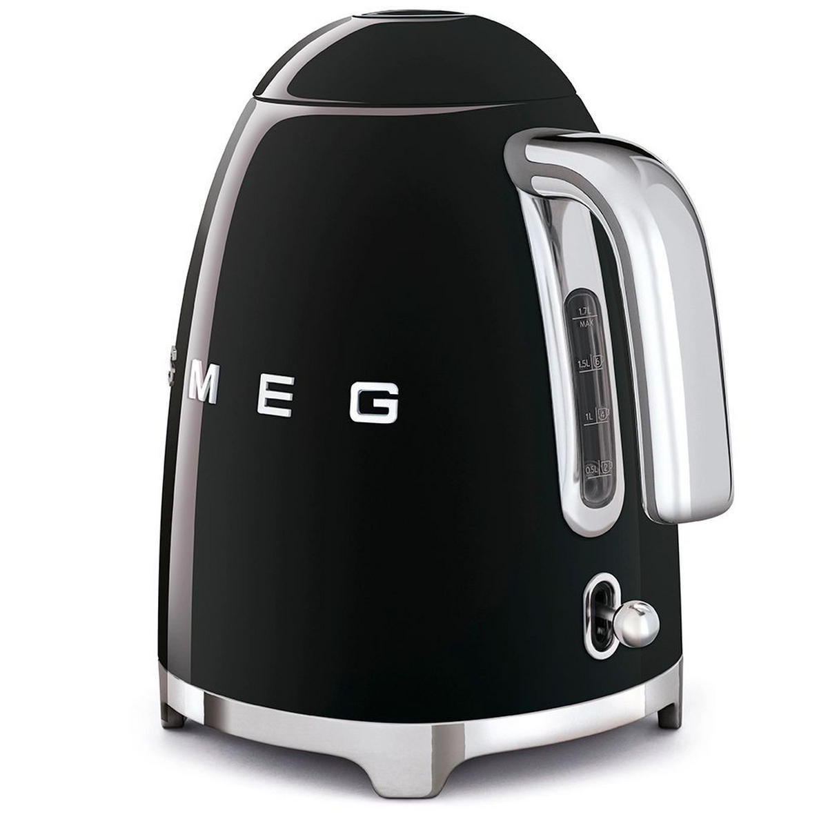 WASSERKOCHER 1,7 l  - Schwarz Hochglanz, Design, Metall (22,6/24,8/17,1cm) - SMEG