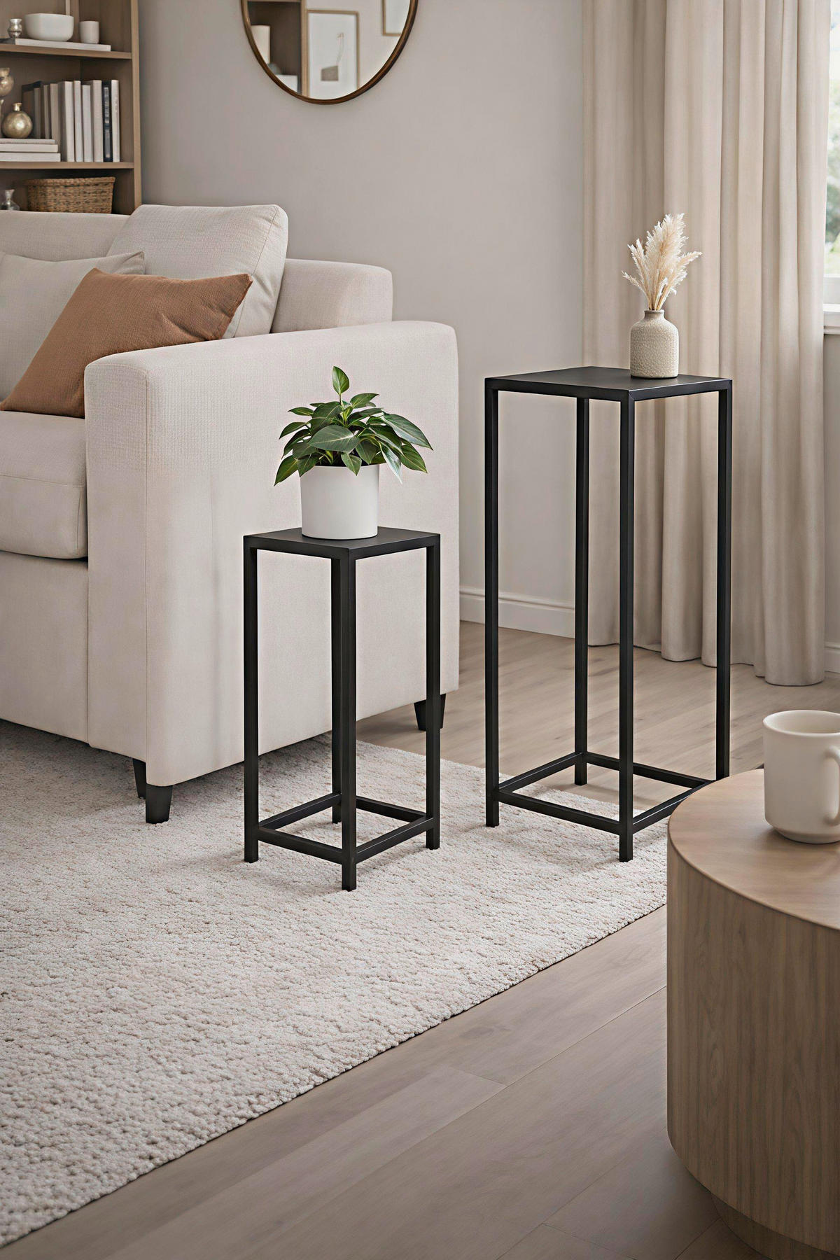 BEISTELLTISCH 25/25/60 cm Schwarz quadratisch  - Schwarz, Trend, Metall (25/25/60cm) - Boxxx