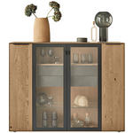 HIGHBOARD Anthrazit, Kastanienfarben  152/119,1/39,5 cm  - Kastanienfarben/Anthrazit, Natur, Glas/Holz (152/119,1/39,5cm) - Valnatura