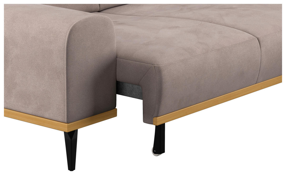 ECKSOFA Sandfarben Mikrofaser  - Sandfarben/Schwarz, KONVENTIONELL, Textil/Metall (244/157cm) - Cotta