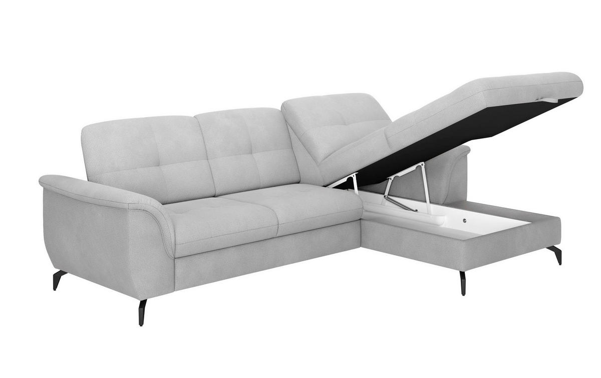 ECKSOFA ZORA E Silberfarben Flachgewebe  - Silberfarben/Schwarz, MODERN, Textil/Metall (262/164cm) - Sit & More
