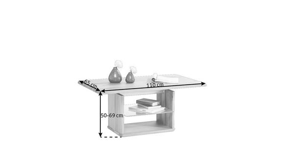 COUCHTISCH Wildeiche massiv ESG 110/65/50-69 cm rechteckig Wildeiche  - Wildeiche, Design, Glas/Holz (110/65/50-69cm) - Venda