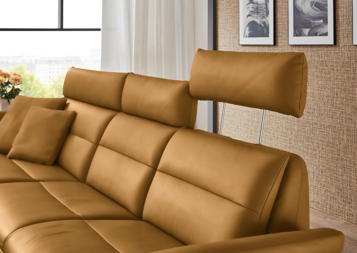 ECKSOFA in Echtleder Currygelb  - Currygelb/Schwarz, Design, Leder/Metall (169/298cm) - Dieter Knoll