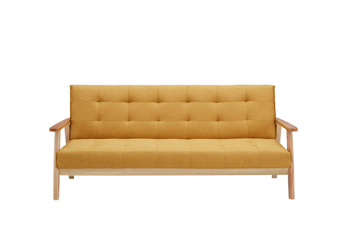 SCHLAFSOFA in Struktur Naturfarben, Senfgelb  - Senfgelb/Naturfarben, MODERN, Holz/Textil (190/81/85cm) - Livetastic