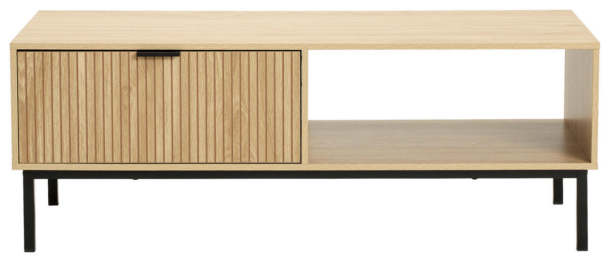 COUCHTISCH in Metall, Holzwerkstoff  - Schwarz/Naturfarben, Natur, Holzwerkstoff/Metall (110/40/50cm) - MID.YOU