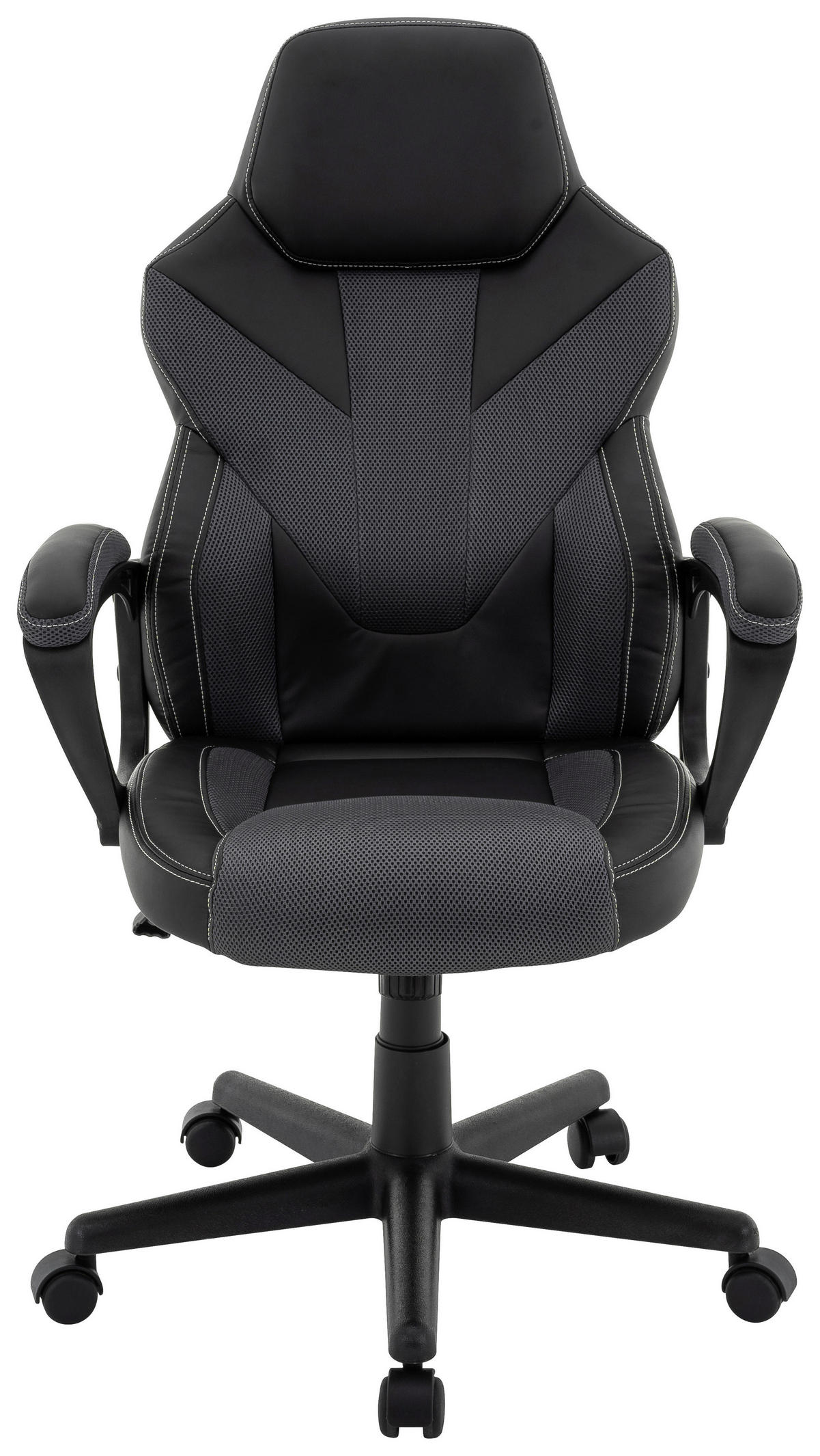 GAMINGSTUHL  in Lederlook, Netzbespannung Grau, Schwarz  - Schwarz/Grau, Design, Kunststoff/Textil (64/103-113,5/71cm) - Xora