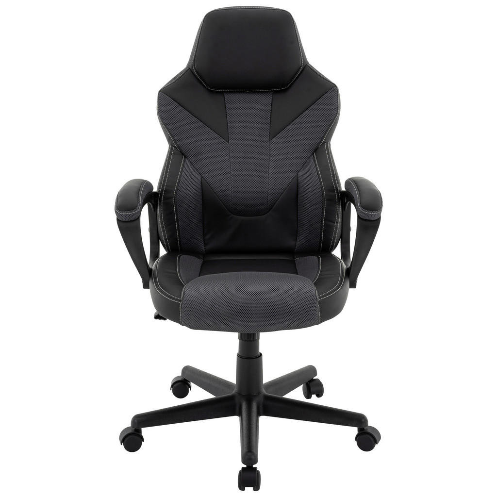 Thumbnail - Xora Gamingstuhl, Grau, Schwarz, Kunststoff, Textil, Drehkreuz, Sternfuß, 64x103-113.5x71 cm, Sitzfläche 360° drehbar, i...