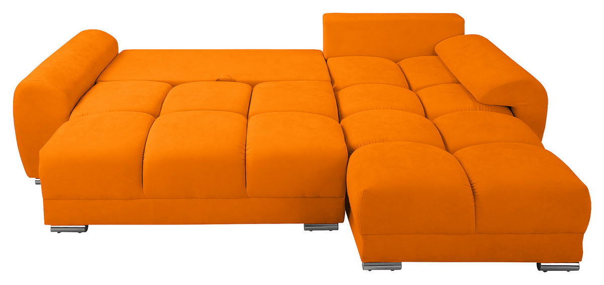 ECKSOFA in Mikrofaser Gelb  - Gelb/Silberfarben, Design, Textil/Metall (256/175cm) - Livetastic
