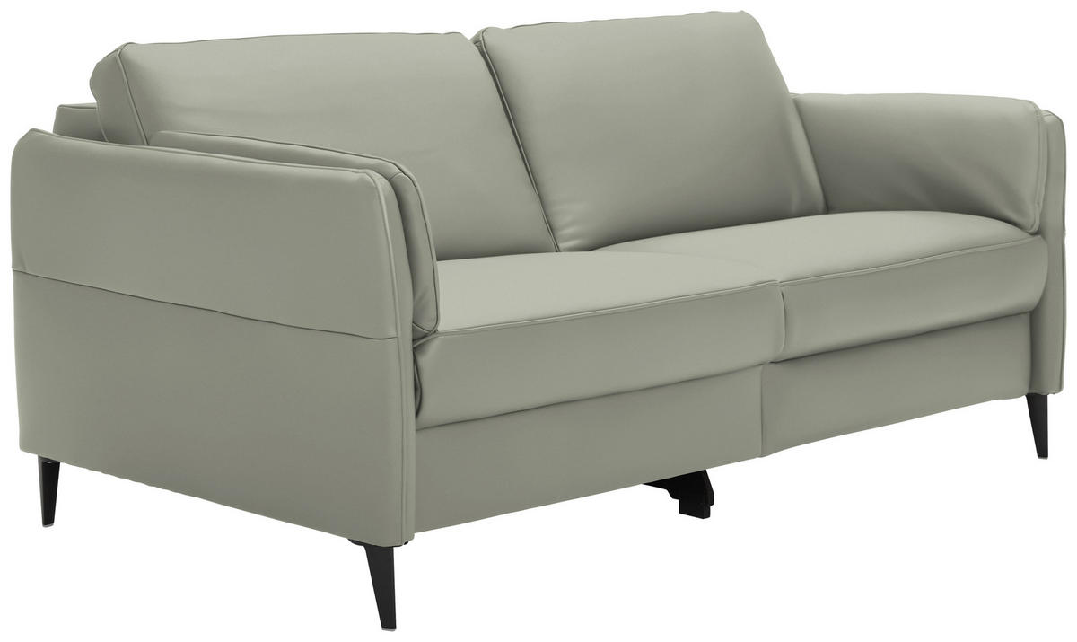 3-SITZER-SOFA in Echtleder Hellgrau  - Hellgrau/Schwarz, Design, Leder/Metall (190/84/99cm) - Dieter Knoll