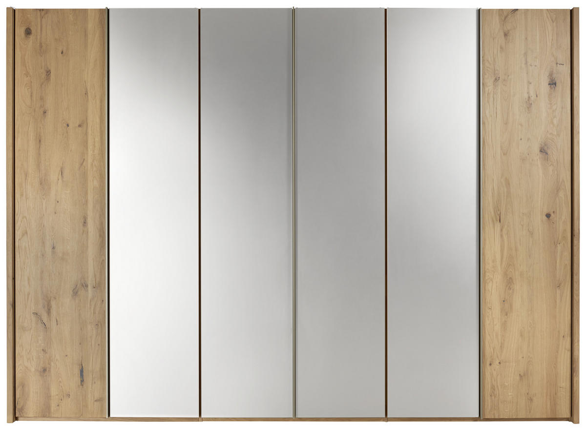KLEIDERSCHRANK in Bronzefarben, Eichefarben, Silberfarben  - Eichefarben/Silberfarben, Natur, Glas/Holz (299/222,3/57cm) - Valdera