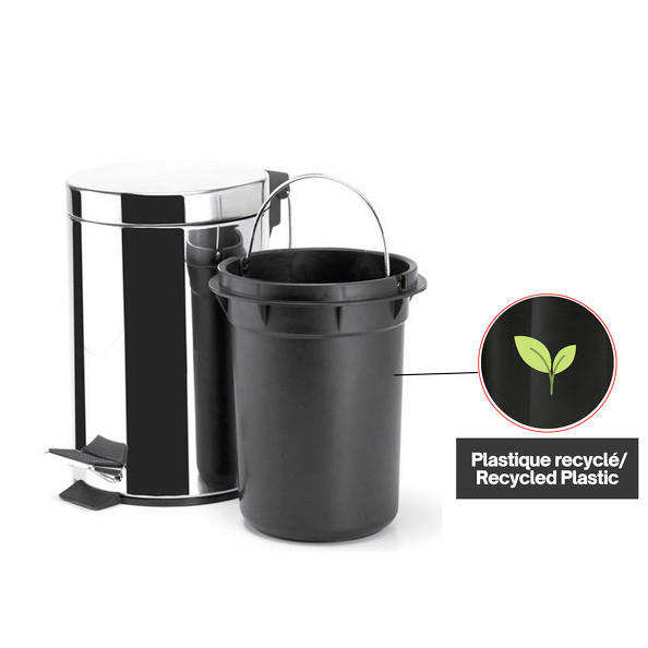 Treteimer Unis 5L Silberfarben Metall   - Silberfarben/Schwarz, Basics, Kunststoff/Metall (20,5/27,7cm)