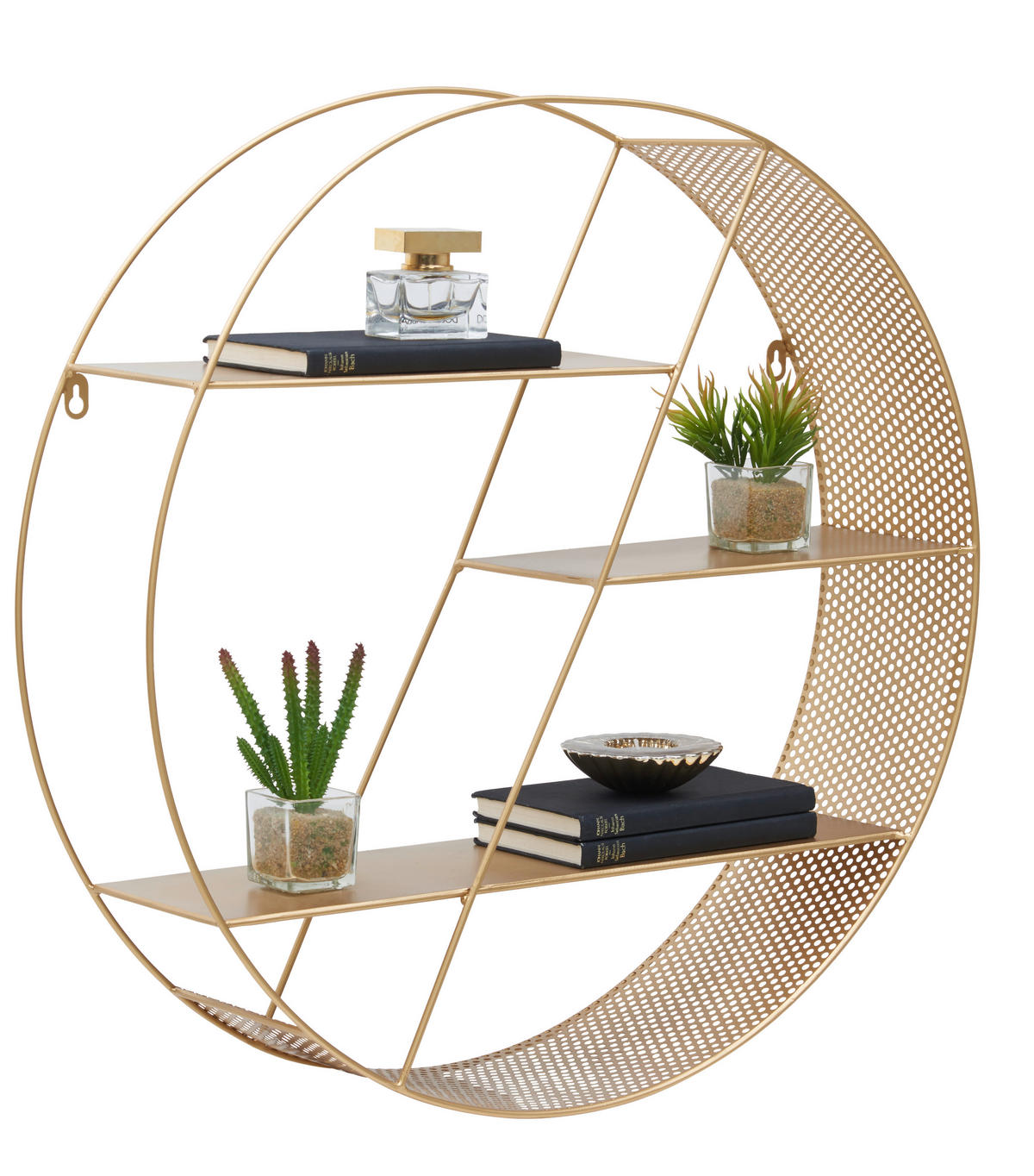 NÁSTENNÝ REGÁL, zlatá - zlatá, Design, kov (60/60/15cm) - Carryhome