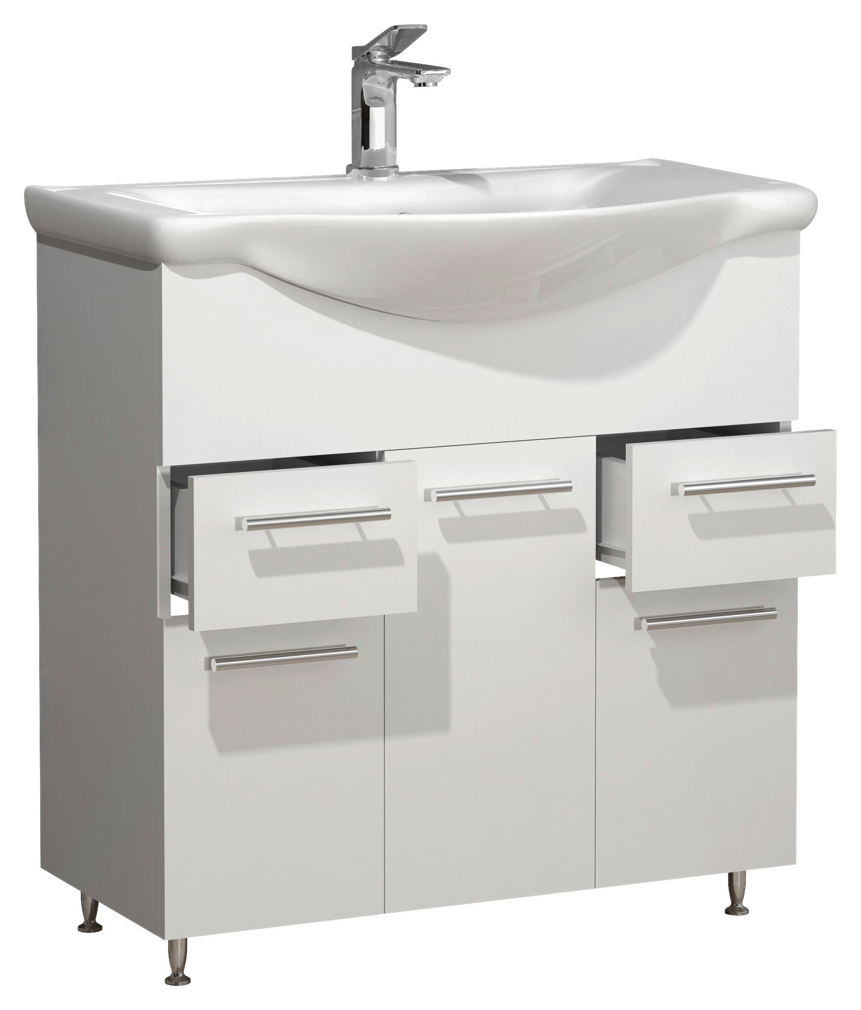 WASCHTISCHKOMBI 75 cm  - Silberfarben/Weiß, MODERN, Keramik/Holzwerkstoff (75cm) - MID.YOU