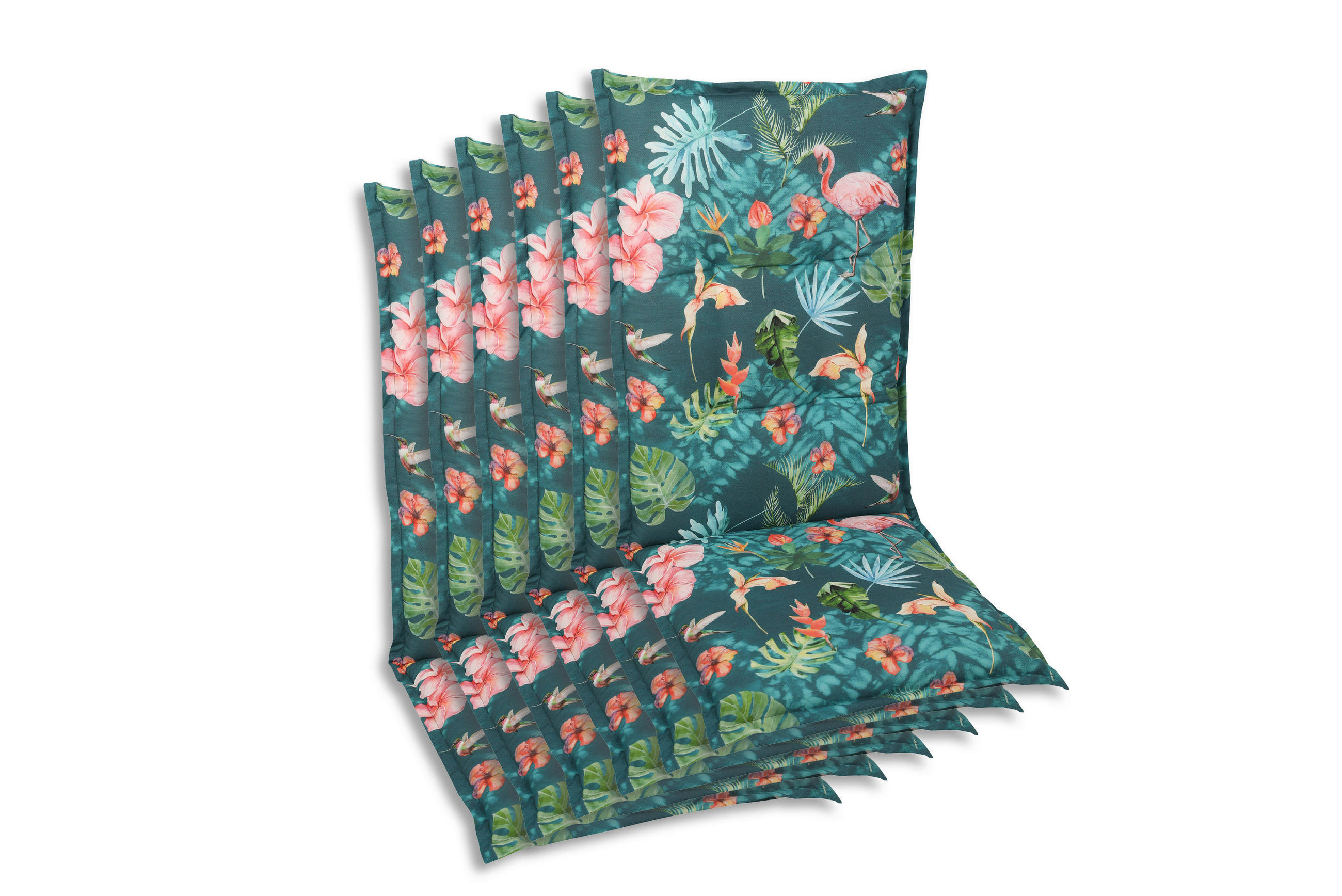 SESSELAUFLAGENSET Flamingo  - Blau/Rosa, Basics, Textil (50/7/120cm)