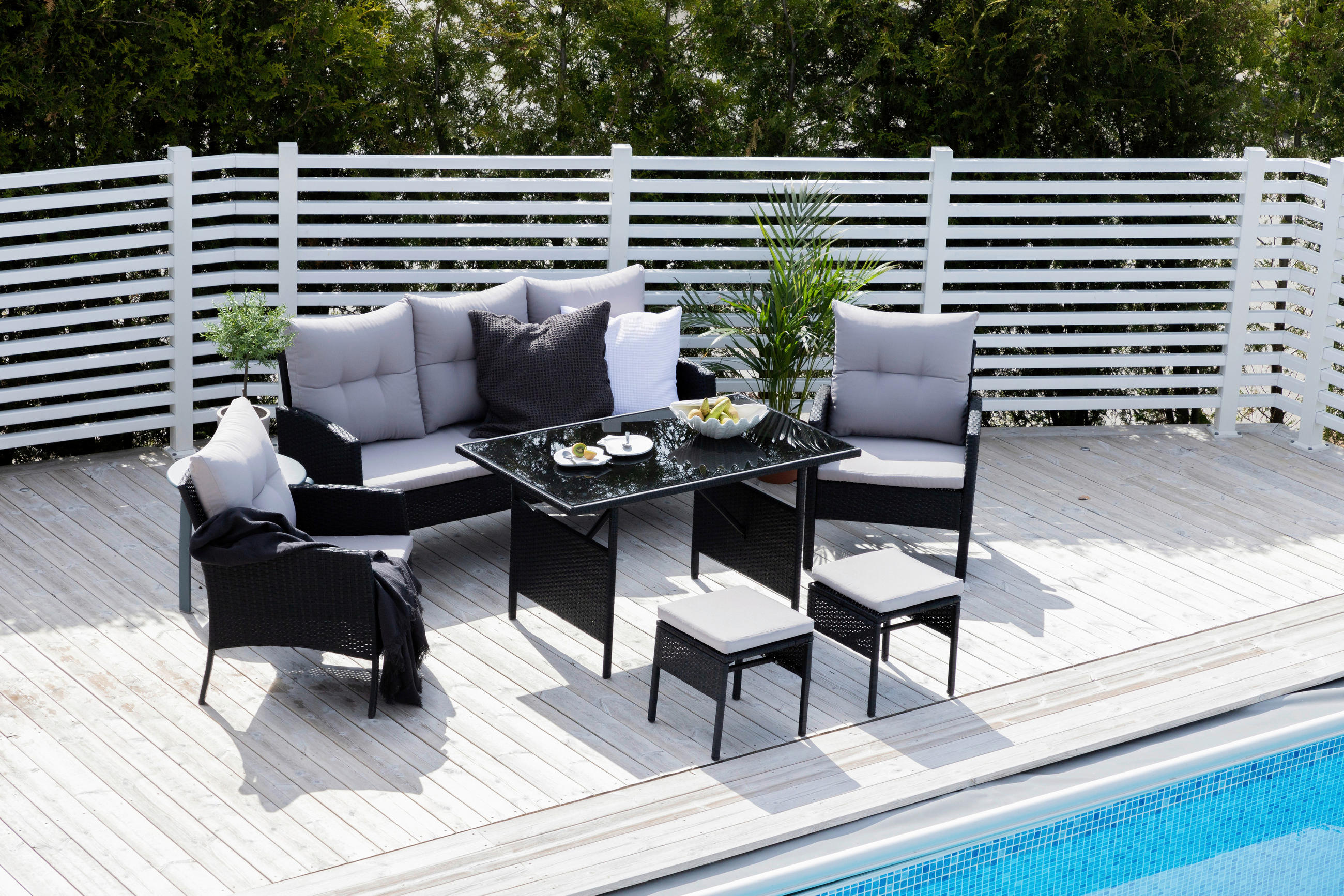 LOUNGESET  - grå/svart, Klassisk, plast - Gardenson