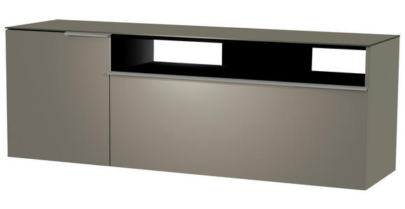 LOWBOARD Grau, Alufarben  - Alufarben/Grau, Design, Glas/Holzwerkstoff (160/65/45cm) - Moderano