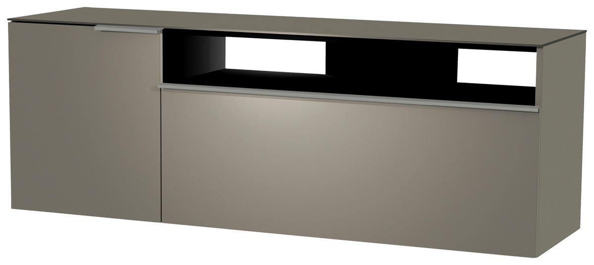 LOWBOARD  in 160/65/45 cm  - Alufarben/Grau, Design, Glas/Holzwerkstoff (160/65/45cm) - Moderano