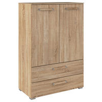 HIGHBOARD  80/119/42 cm 4 Schublade(n)  - Silberfarben/Sonoma Eiche, Design, Holzwerkstoff/Kunststoff (80/119/42cm) - Novel