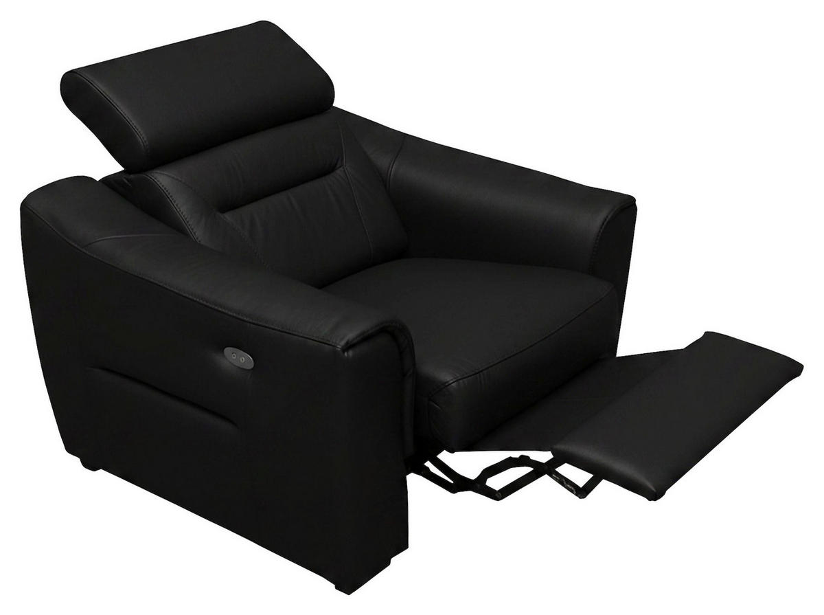 RELAXSESSEL Lederlook Echtleder Relaxfunktion, Kopfteilverstellung, Rücken echt    - Wengefarben/Schwarz, Design, Leder/Holz (100/104/102cm) - Celina Home