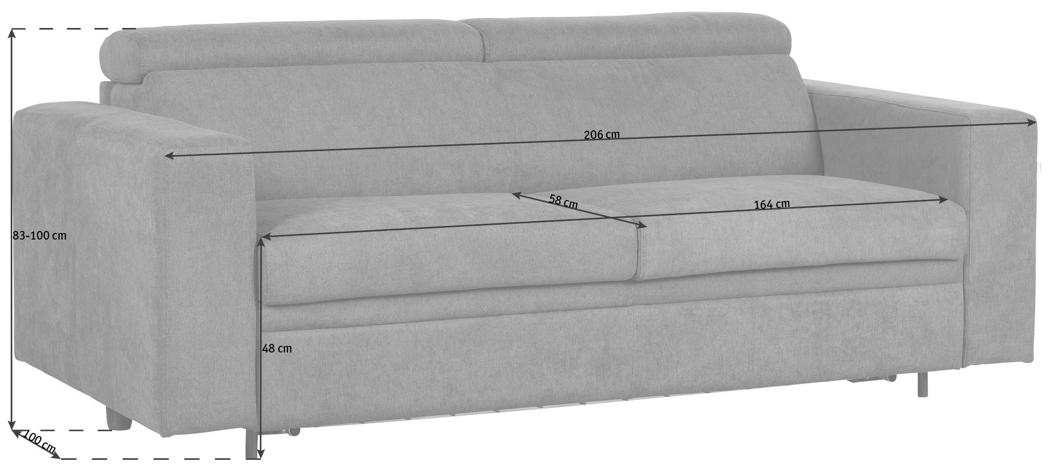 Thumbnail - Livetastic Schlafsofa, Hellgrau, Textil, Uni, 3-Sitzer, 206x83x100 cm, Rücken echt, Kinder- & Jugendzimmer, Jugendmöbel,...