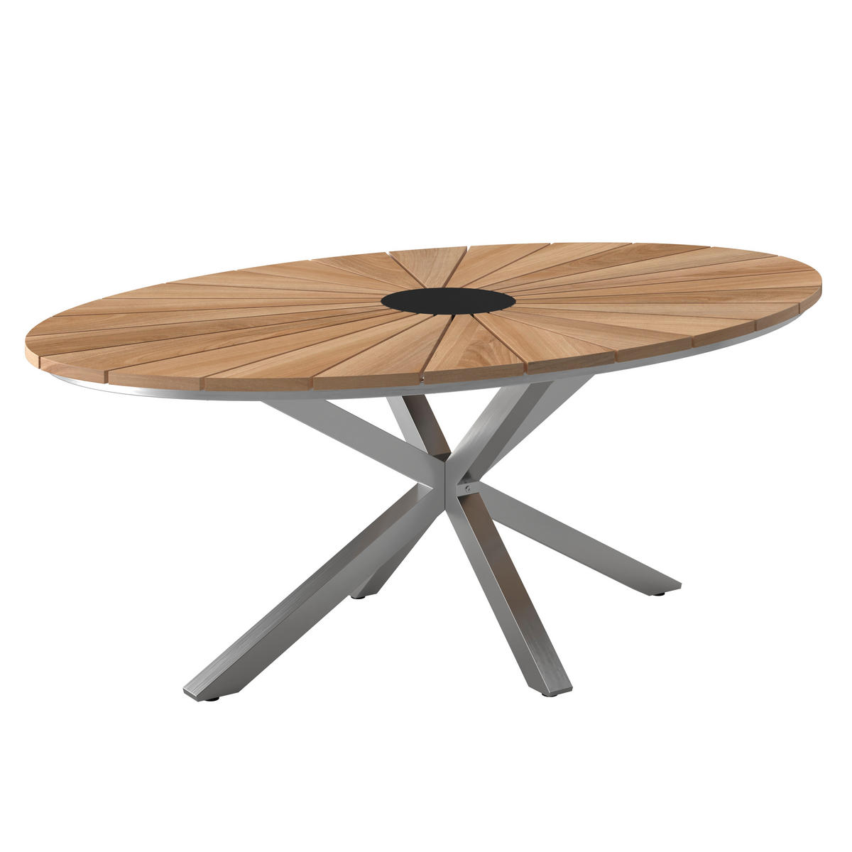 GARTENTISCH  - Edelstahlfarben/Naturfarben, MODERN, Holz/Metall (200/75/120cm) - Ambia Garden