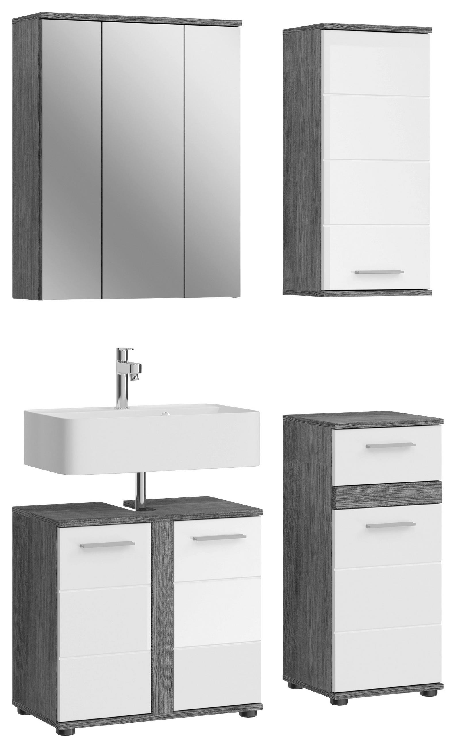 KOPALNICA  bela, visoki sijaj  - srebrne barve/črna, Moderno, umetna masa/steklo (105cm) - MID.YOU