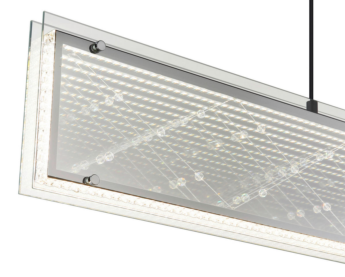 LED-HÄNGELEUCHTE 113/8/120 cm  - Klar/Chromfarben, Design, Glas/Kunststoff (113/8/120cm) - Globo