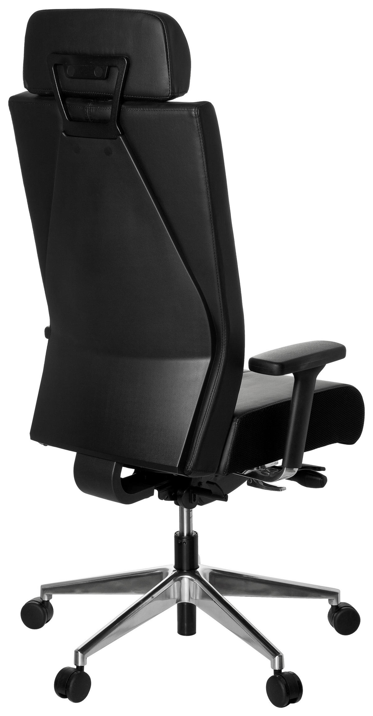 DREHSTUHL Lederlook Schwarz  - Silberfarben/Schwarz, MODERN, Leder/Kunststoff (59/138/49cm) - MID.YOU