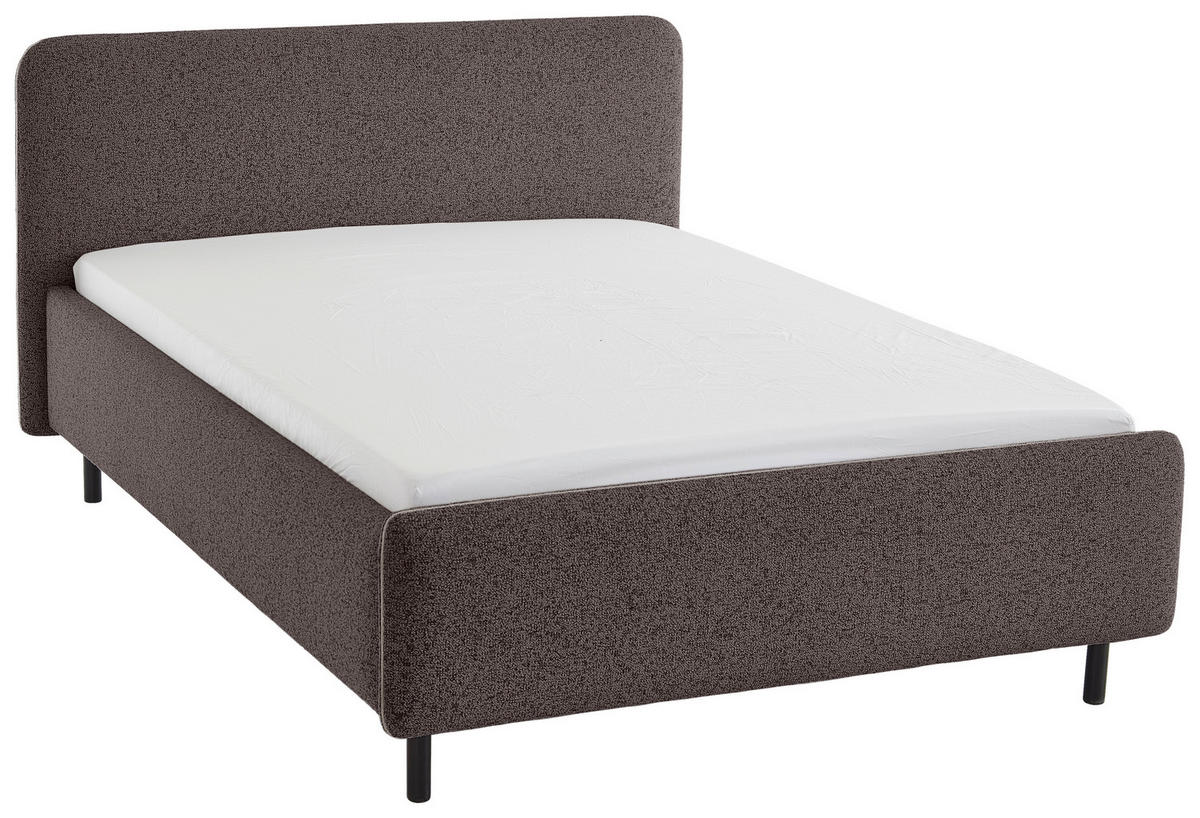 POLSTERBETT 140/200 cm  Anthrazit, Silberfarben  - Anthrazit/Silberfarben, Design, Textil/Metall (140/200cm) - Xora