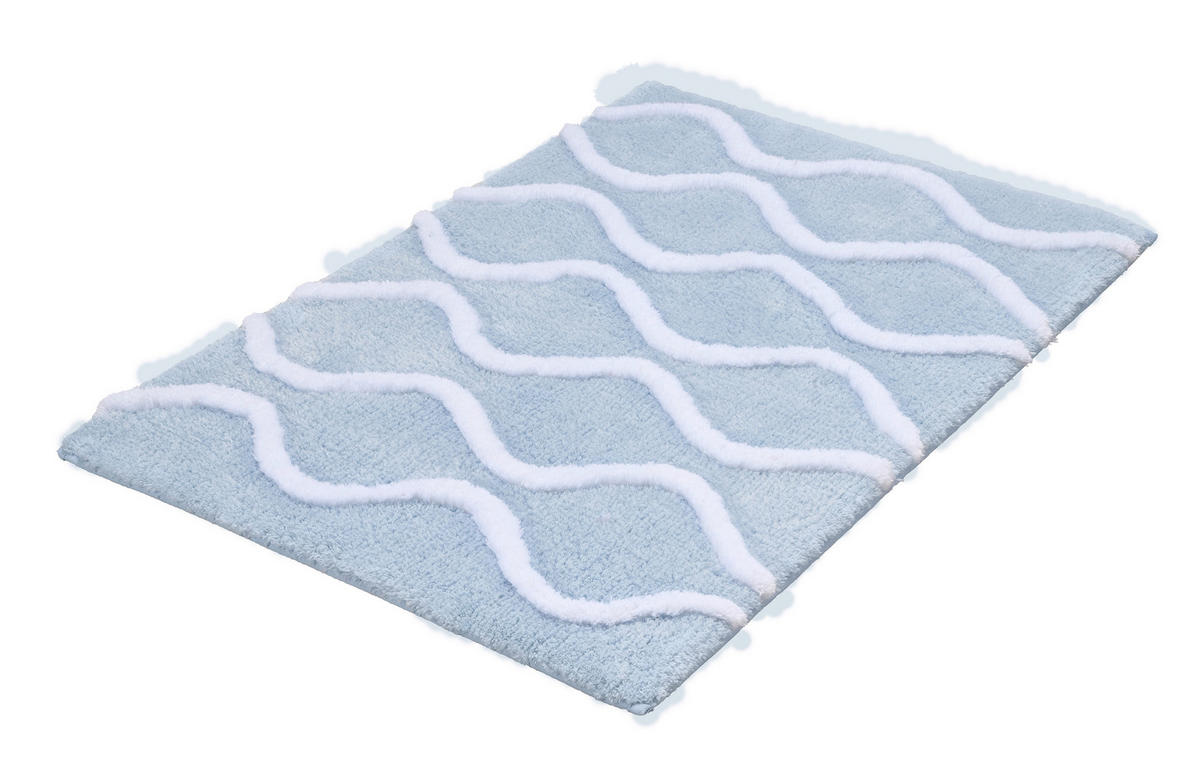 BADTEPPICH Blau, Weiß 70/120 cm  - Blau/Weiß, Basics, Kunststoff/Textil (70/120cm) - Kleine Wolke