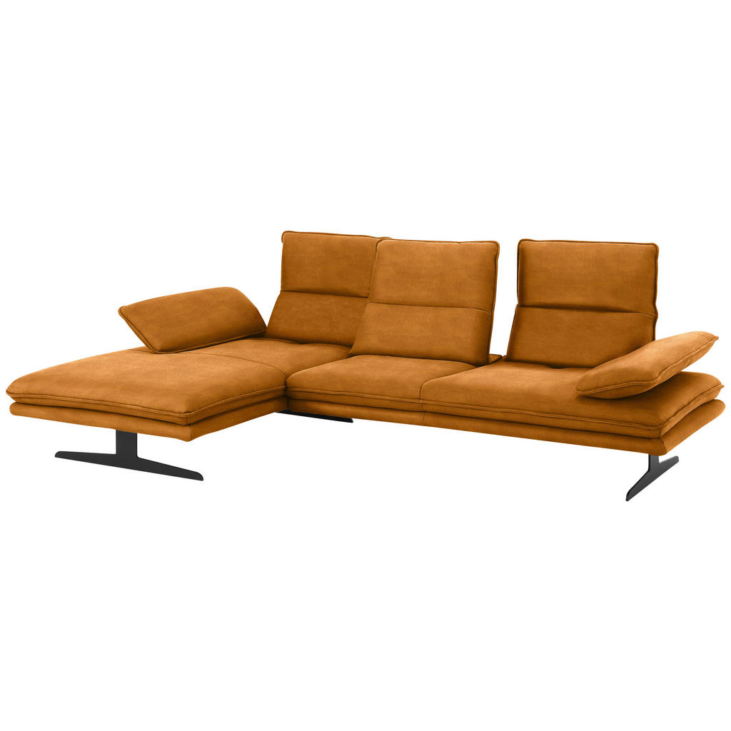 Thumbnail - Chilliano Ecksofa, Orange, Textil, Ottomane links, L-Form, 291x164 cm, Goldenes M, Emas, Dgm, Typenauswahl, Lederauswahl...