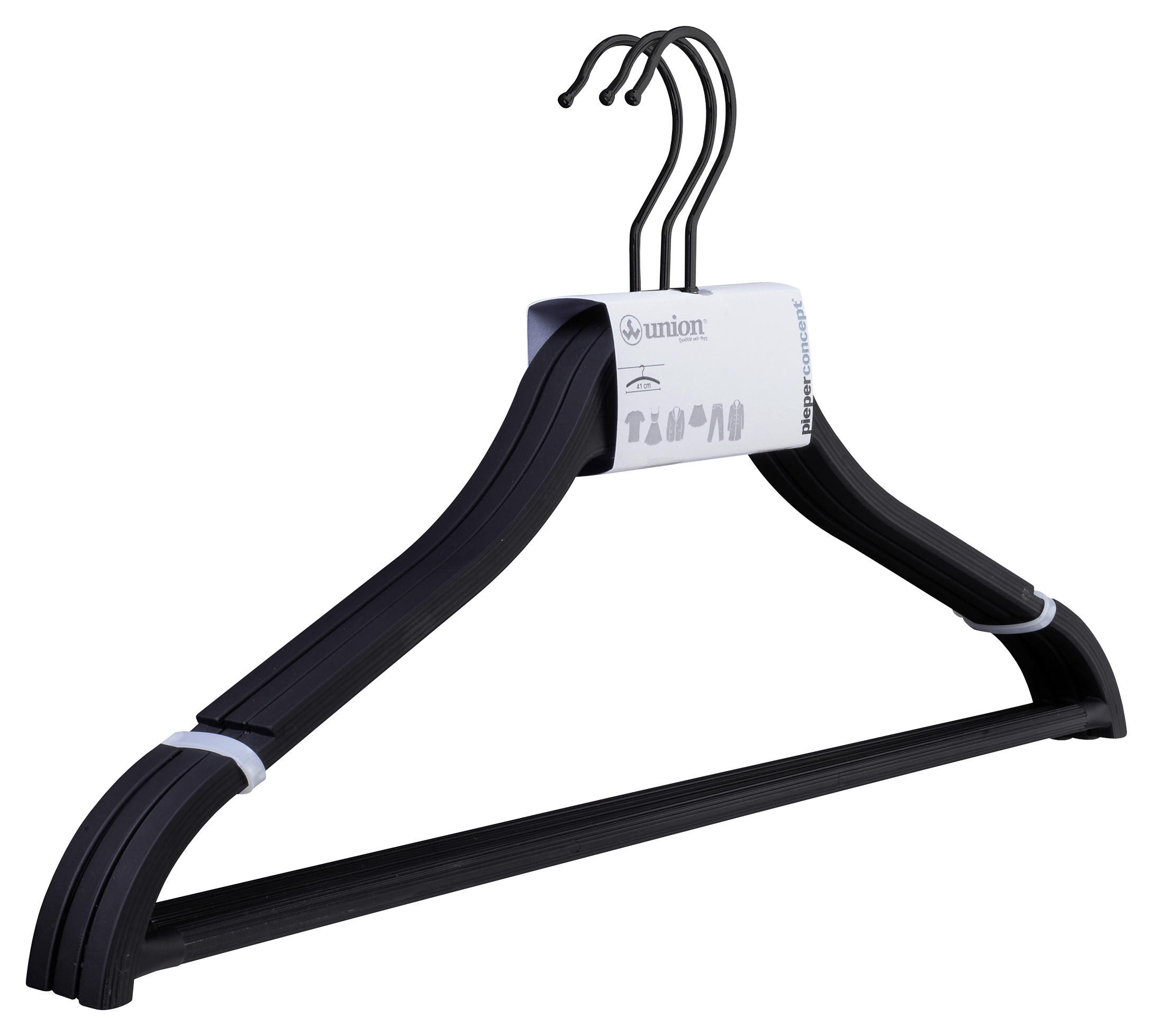 KLEIDERBÜGEL 41 cm Metall, Kunststoff  - Schwarz, Design, Kunststoff/Metall (41cm)