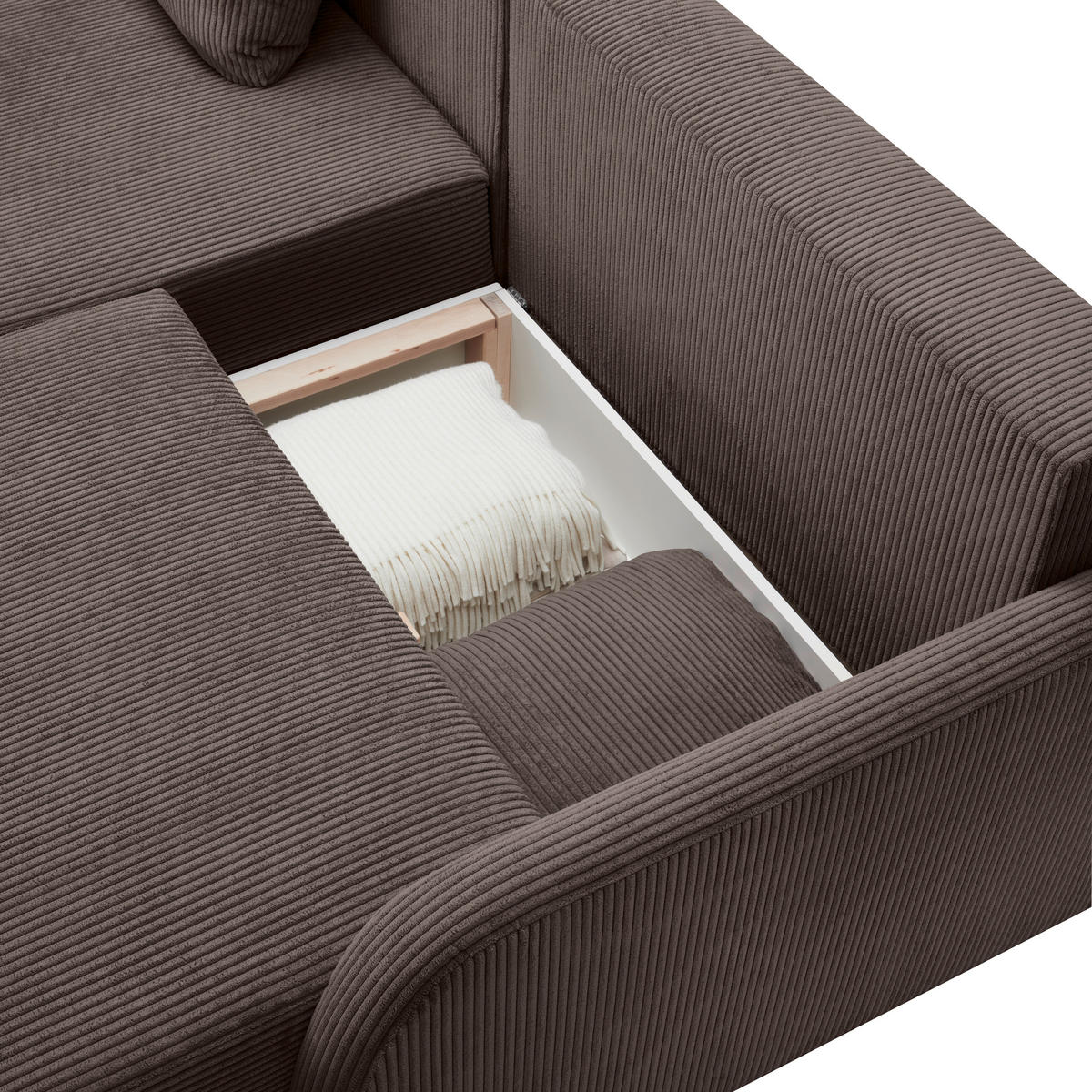 ECKSOFA in Cord Braun  - Schwarz/Braun, Konventionell, Kunststoff/Textil (217/146cm) - Carryhome