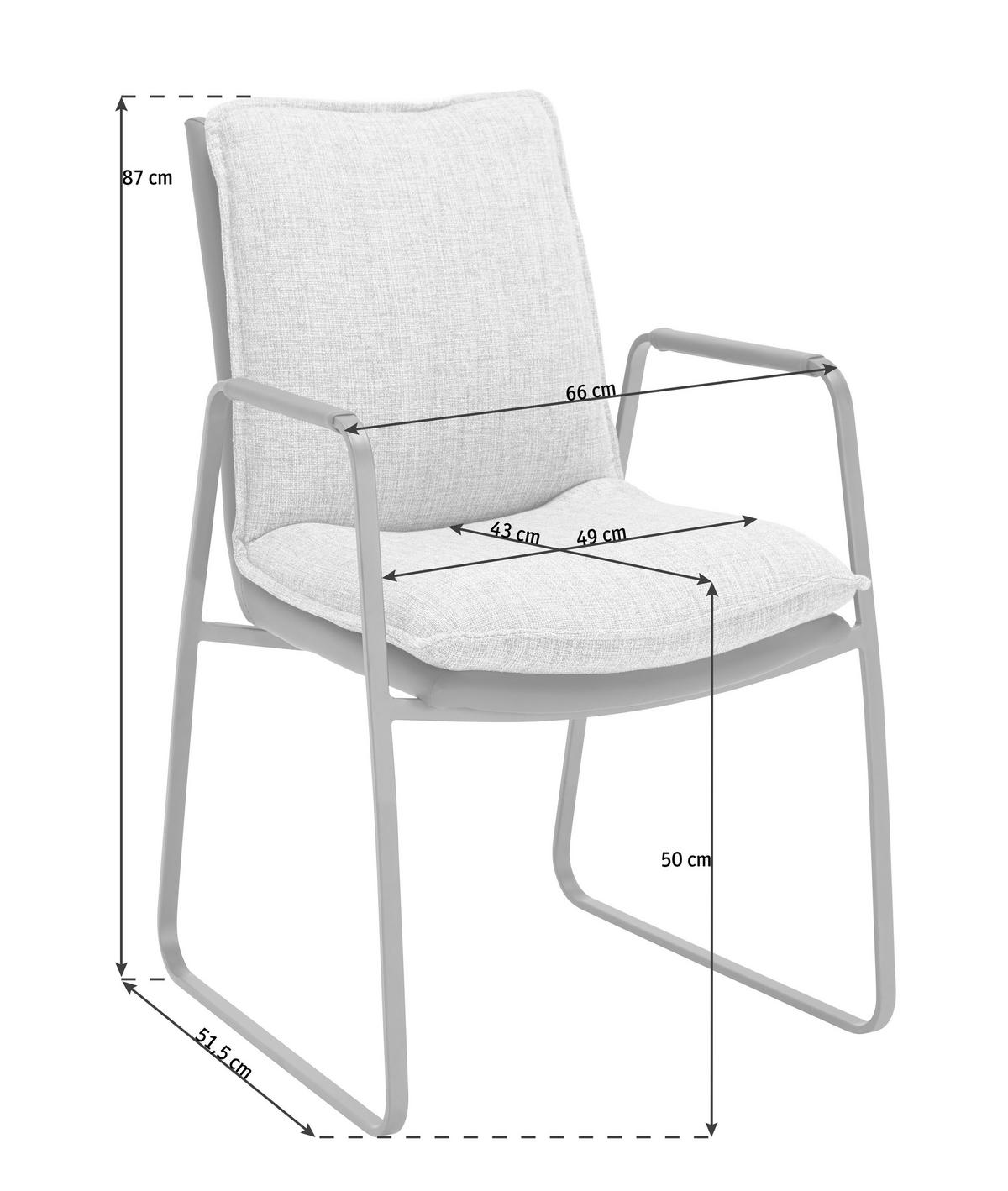 STOLICA SA RUKONASLONOM  siva, svetlosiva       - siva/svetlosiva, Dizajnerski, metal/tekstil (66/87/51,50cm) - Novel