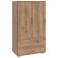 HIGHBOARD , 81/140/40 cm, 2 Schublade(n)  - Plankeneiche/Silberfarben, KONVENTIONELL, Holzwerkstoff/Kunststoff (81/140/40cm) - Carryhome