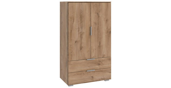 HIGHBOARD , 81/140/40 cm, 2 Schublade(n)  - Plankeneiche/Silberfarben, KONVENTIONELL, Holzwerkstoff/Kunststoff (81/140/40cm) - Carryhome