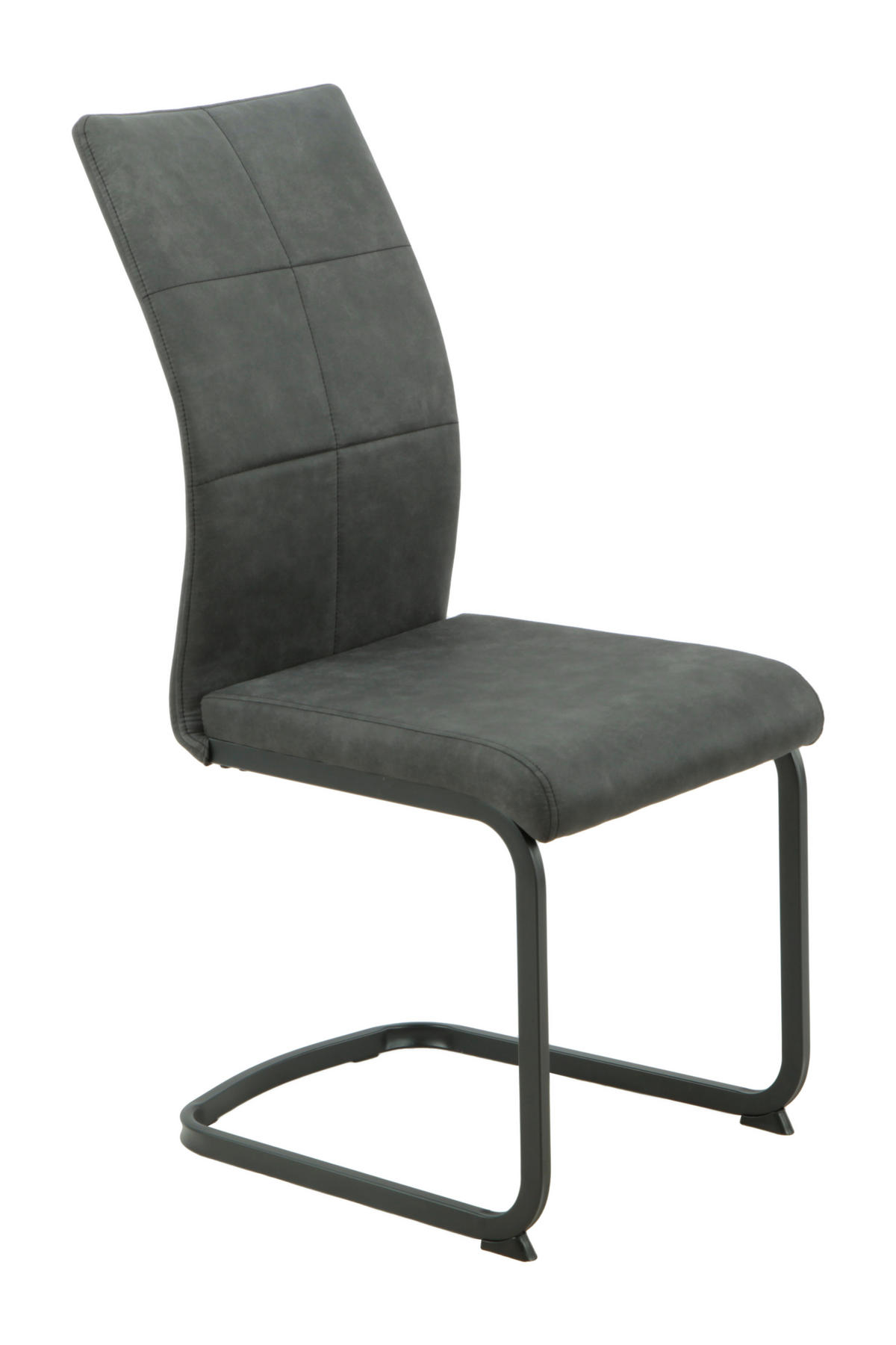 SCHWINGSTUHL-SET 4 Stück  in Stahl Mikrofaser  - Anthrazit/Schwarz, MODERN, Textil/Metall (42/98/60cm) - MID.YOU