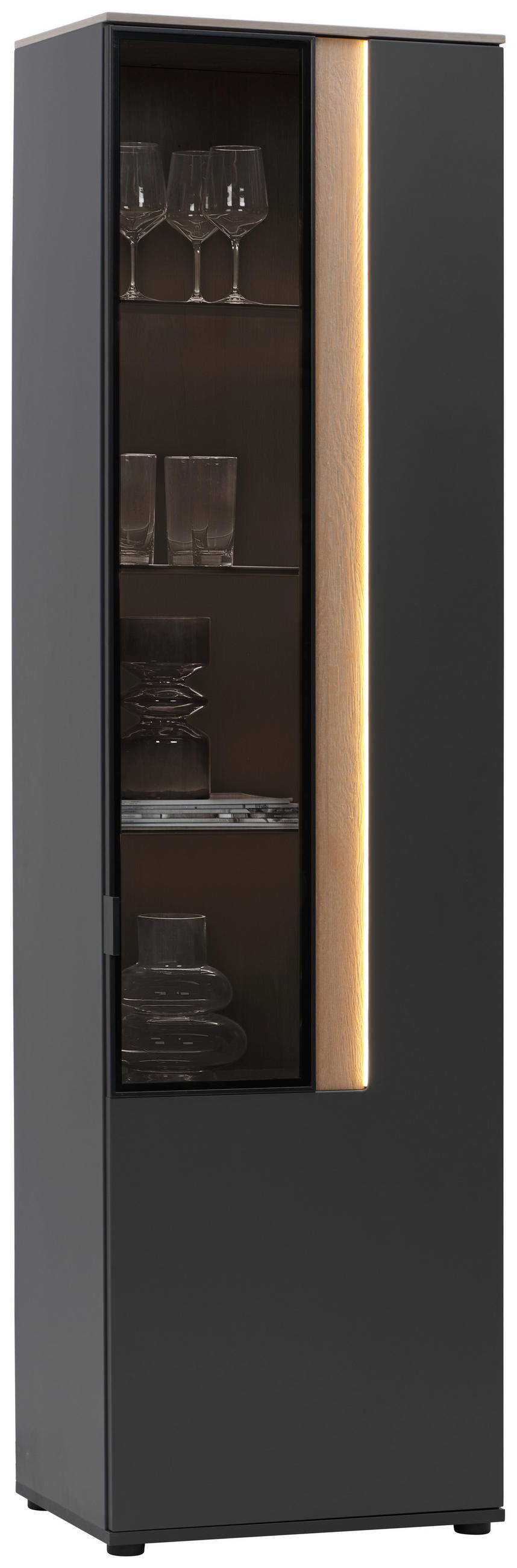 VITRINE Anthrazit  60,6/213,1/42 cm  - Anthrazit, Design, Glas/Holzwerkstoff (60,6/213,1/42cm) - Dieter Knoll