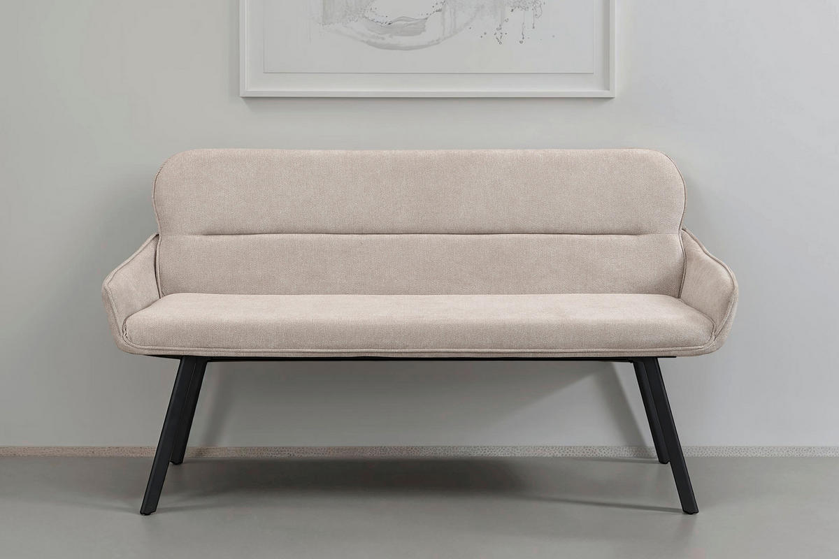 SITZBANK in Metall, Textil Taupe  - Taupe/Schwarz, MODERN, Textil/Metall (140/90/62cm) - MID.YOU