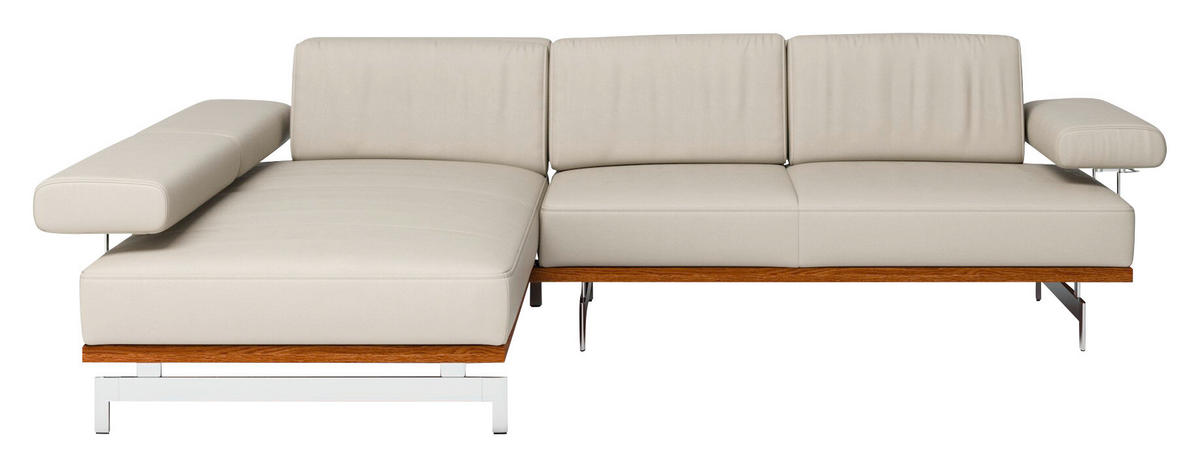 ECKSOFA Echtleder Hellgrau  - Hellgrau, Design, Leder/Metall (237/295cm) - Joop!