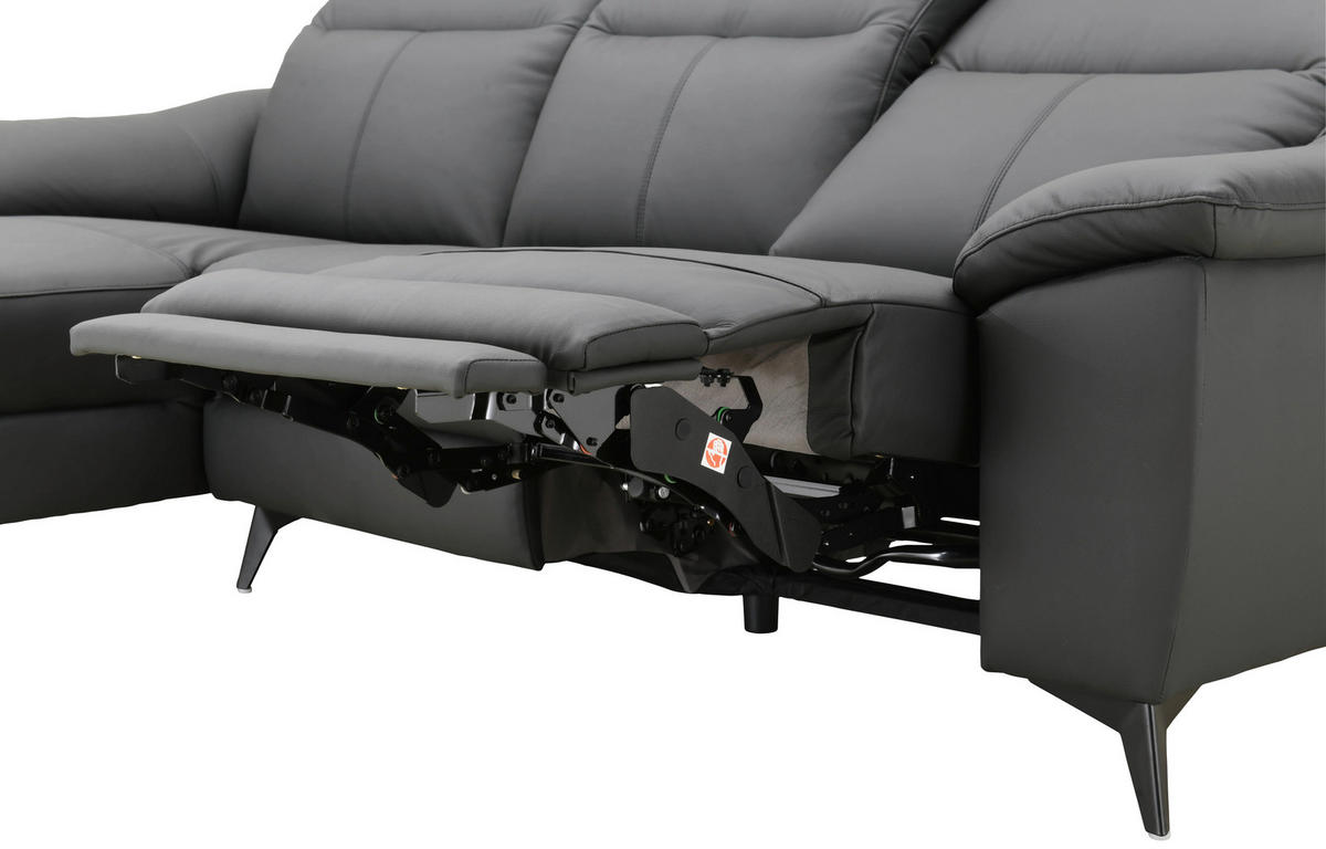 ECKSOFA  Lederlook Kombination Echtleder/Lederlook Schwarz  - Schwarz, Design, Leder/Textil (168/254cm) - Xora