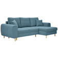 ECKSOFA Blau Webstoff  - Blau/Schwarz, KONVENTIONELL, Holz/Textil (250/145cm) - Carryhome