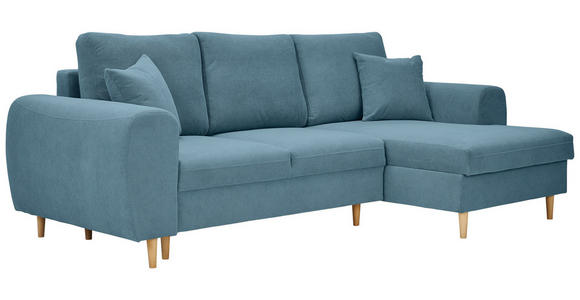 ECKSOFA Blau Webstoff  - Blau/Schwarz, KONVENTIONELL, Holz/Textil (250/145cm) - Carryhome