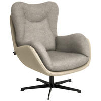 SESSEL in Chenille, Struktur Echtleder Beige  - Beige/Schwarz, Design, Leder/Textil (80/97/89cm) - Schöner Wohnen