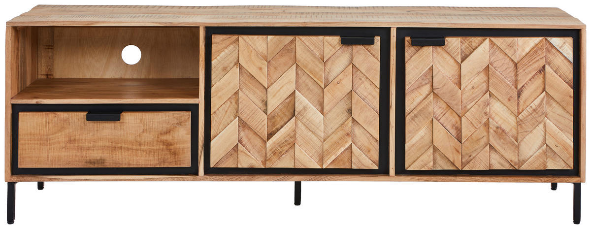 LOWBOARD  in 175/60/45 cm  - Schwarz/Akaziefarben, MODERN, Holz/Metall (175/60/45cm) - Livetastic