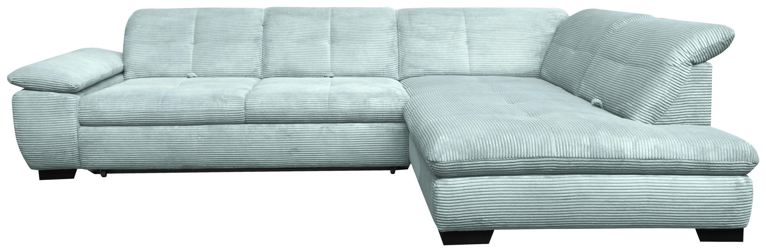 ECKSOFA in Cord Pastellblau  - Pastellblau/Schwarz, Design, Textil/Metall (313/242cm) - Xora