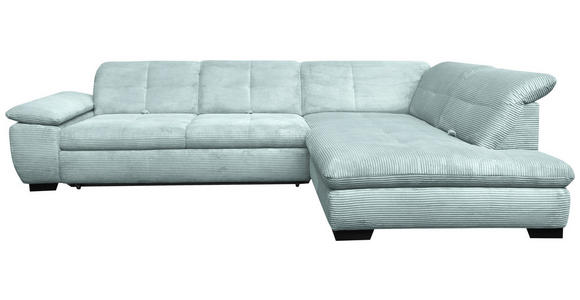 ECKSOFA in Cord Pastellblau  - Pastellblau/Schwarz, Design, Textil/Metall (313/242cm) - Xora