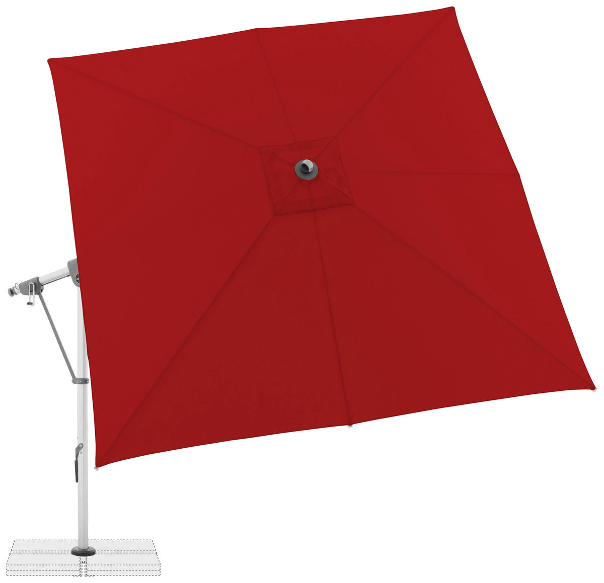 AMPELSCHIRM 300x300 cm  - Rot/Hellgrau, Basics, Textil/Metall (300/300cm) - Doppler